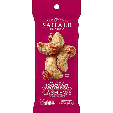 Sahale Snack Better Pomegranate/Vanilla Glazed Cashews Snack Mix, 1.5 Oz, Pack Of 18