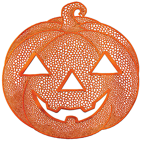 Amscan Jack O'Lantern Vinyl Placemats, 15", Orange, Pack Of 4 Placemats