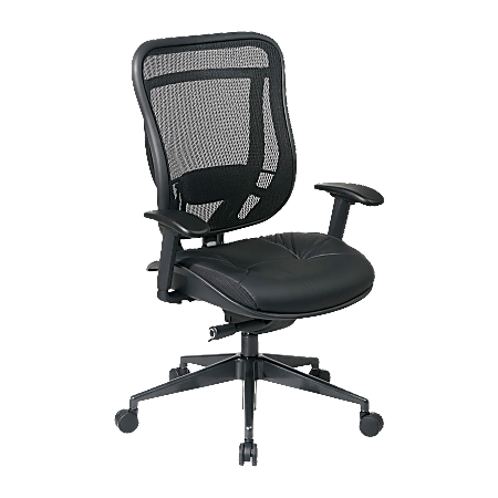 Office Star™ Space 818A Executive Bonded Leather High-Back Chair, Black/Gunmetal