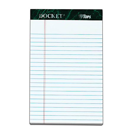 TOPS™ Docket™ Writing Tablet, 5" x 8", Narrow Ruled, 50 Sheets, White, Pack Of 8 Pads