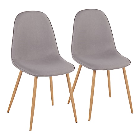 LumiSource Pebble Dining Chairs, Light Gray/Natural, Set Of 2 Chairs