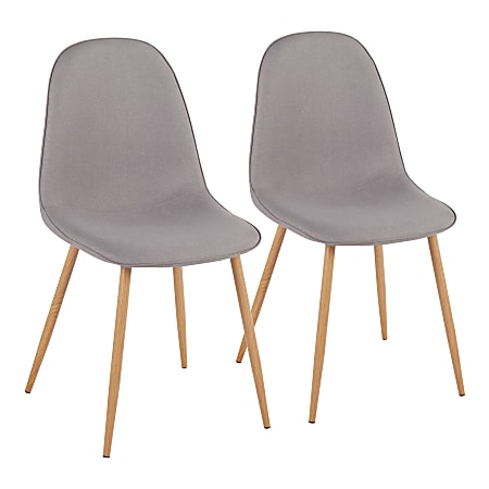 LumiSource Pebble Dining Chairs, Light Gray/Natural, Set Of