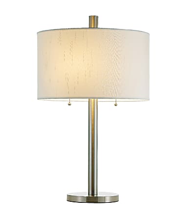 Adesso® Boulevard Table Lamp, 28"H, White Shade/Silver Base