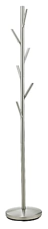 Adesso® Evergreen Coat Rack, 67"H x 12"W x 12"D, Brushed Steel