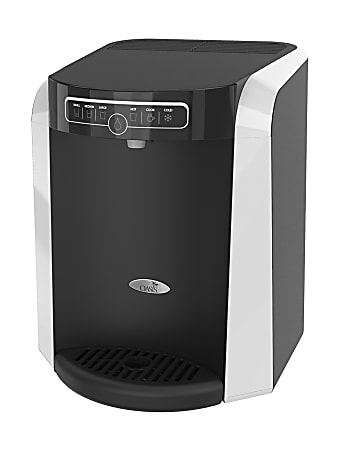 Oasis Aquarius Plumbed Hot/Cold Countertop Water Cooler, 16 15/16"H x 13 1/4"W x 14 1/2"D, Black/Silver