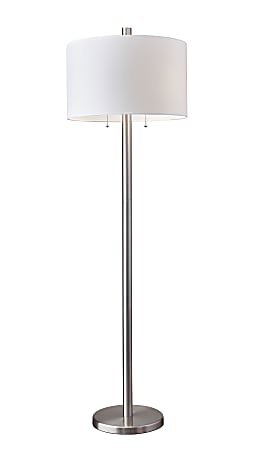 Adesso® Boulevard Floor Lamp, 61"H, White/Silver