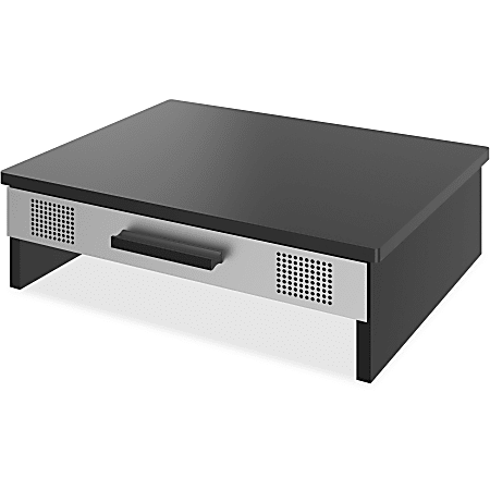Lorell Metal/Wood 2-color Monitor Stand - 35 lb Load Capacity - 13" Height x 15" Width x 14.5" Depth - Desktop - Wood, Medium Density Fiberboard (MDF), Metal - Black, Silver