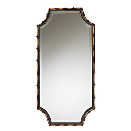 Baxton Studio Lieven Rectangular Accent Wall Mirror, 48”H x 24”W x 1/4”D, Light Brown