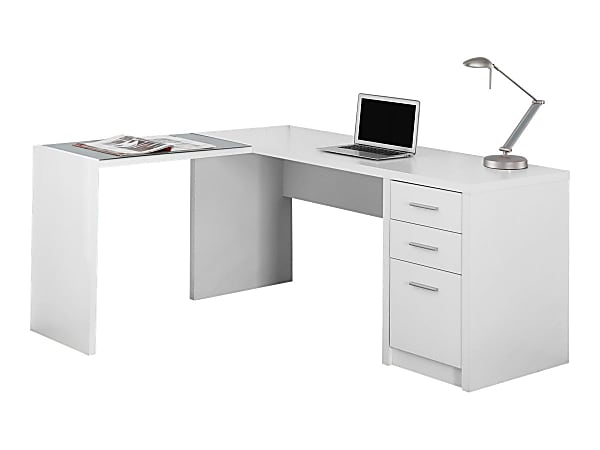 Monarch Specialties 60 W Corner Desk With 3 Drawers White ODP Business Solutions