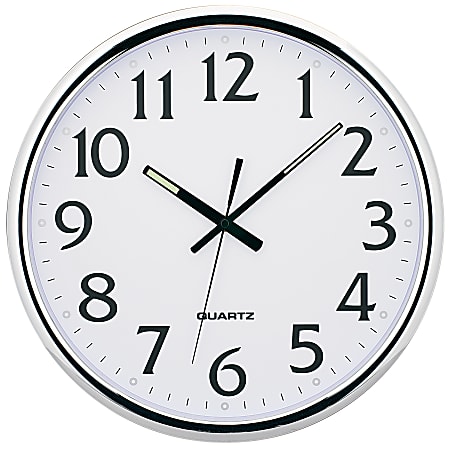 TEMPUS Auto-Adjust Daylight Savings Time 14" Clock, Chrome