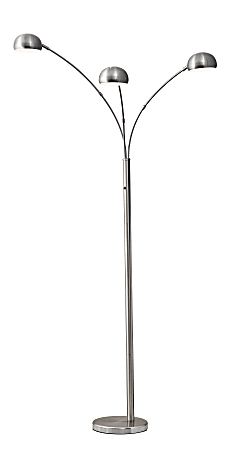 Adesso® Domino Arc Floor Lamp, 84"H, Brushed Steel