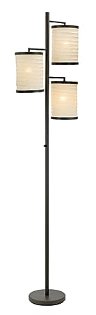 Adesso® Bellows Tree Floor Lamp, 74"H, White Shade/Antique Bronze Base