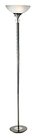 Adesso® Metropolis 300W Torchiere Floor Lamp, 71 1/2"H, Frosted White Shade/Black Nickel Base