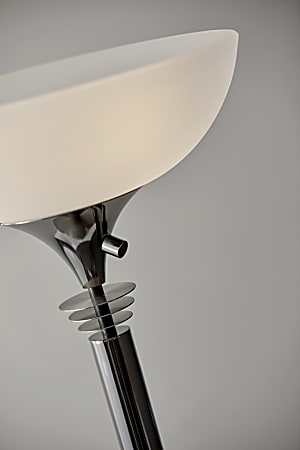 Adesso Metropolis 300W Torchiere Floor Lamp 71 12 H Frosted White ShadeBlack Nickel Base ODP Business Solutions