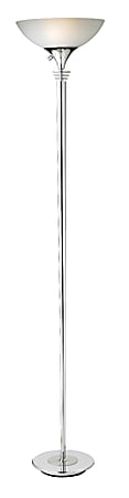 Adesso® Metropolis 300W Torchiere Floor Lamp, 71 1/2"H, Frosted White Shade/Chrome Base