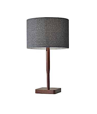 Adesso® Ellis Table Lamp, 21"H, Dark Gray Shade/Walnut Base