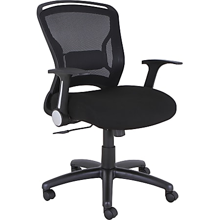 Lorell® Flipper Arm Mid-Back Mesh/Fabric Chair, Black