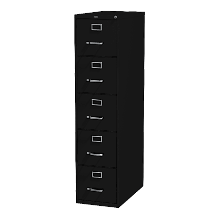 Lorell® Fortress 26-1/2"D Vertical 5-Drawer Letter-Size File Cabinet, Black