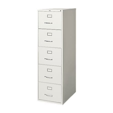 Lorell® Fortress 26-1/2"D Vertical 5-Drawer Legal-Size File Cabinet, Light Gray
