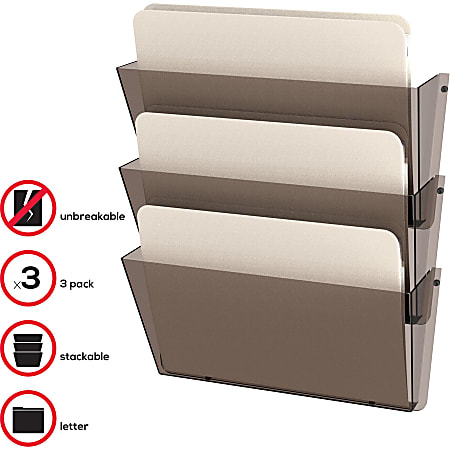 Unbreakable DocuPocket Wall File, 3 Sections, Letter Size, 14.5