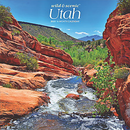2025 BrownTrout Utah Wild & Scenic Monthly Plastic-Free Square Wall Calendar, 12" x 12", American States, January to December 2025, 9781975475826
