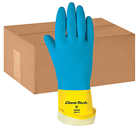 MCR Safety Chem-Tech Latex Gloves, Large, Box Of 12