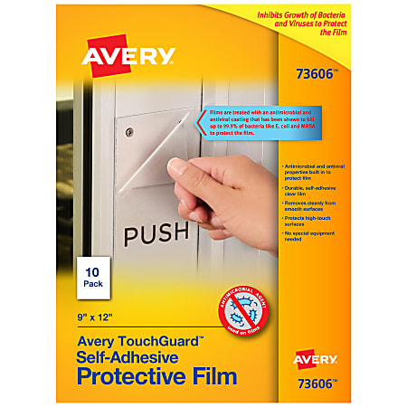 Avery® TouchGuard 73606 Protective Film Sheets, 9”H x 12”W, Pack Of 10 Sheets