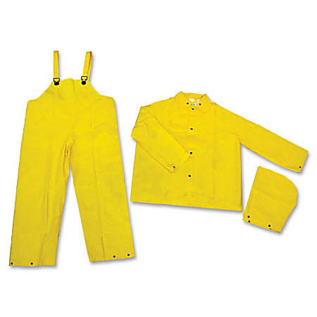 MCR Safety 3-Piece Rainsuit, Large, Yellow