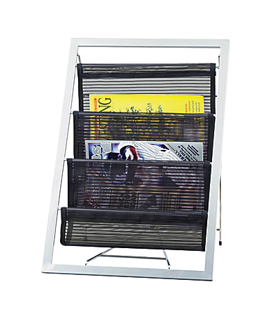 Adesso® Magazine Rack, 20"H x 14 1/2"W x 13"D, Black/White