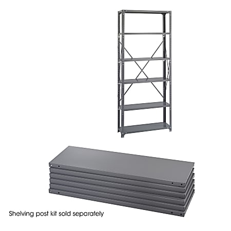 Safco 6-Shelf 36"W Industrial Steel Shelving, Dark Gray