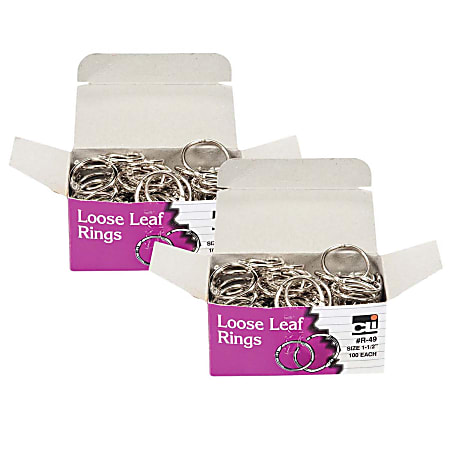 Charles Leonard Loose Leaf Book Rings, 1 1/2, 280 Sheets, 100 Rings Per  Box, Pack Of 2 Boxes