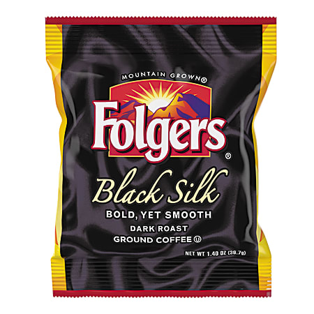 Folgers® Black Silk Single-Serve Packs, Dark Roast, 1.4 Oz Per Bag, Carton Of 42