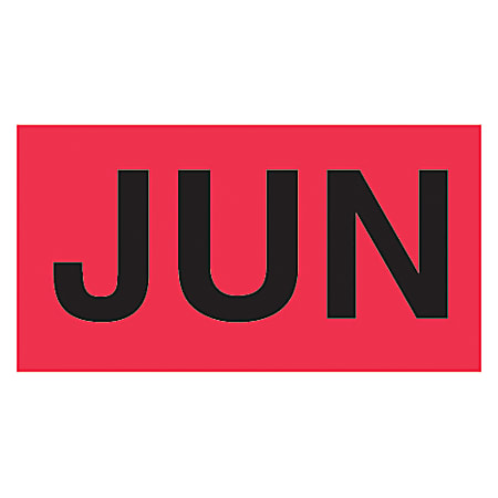 Tape Logic® Permanent Inventory Label Roll, DL6802, Month-Style, "JUN," 6" x 3", Red, Roll Of 500