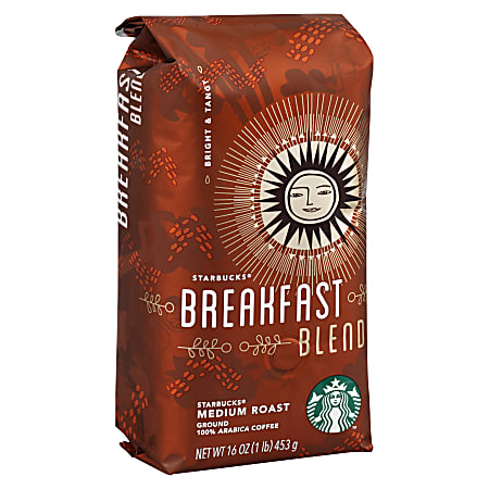 Starbucks® Ground Coffee, Breakfast Blend, 1 Lb Per Bag
