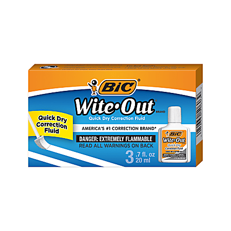 Bic Wite-Out Plus Correction Fluid 0.7 Fl. Oz., Foam Brush