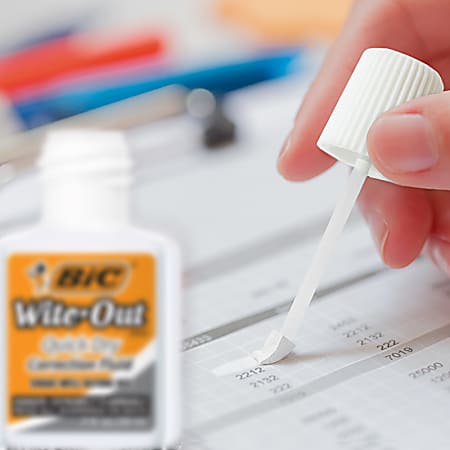 BIC Wite Out Wite Out 2 in1 Correction Fluid Tip Brush Applicator 0.51 fl  oz White Quick Drying 1 Each - Office Depot