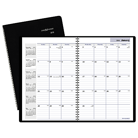 AT-A-GLANCE® DayMinder® 14-Month Planner, 7 7/8" x 11 7/8", 30% Recycled, Black, December 2017 to February 2019 (G47000-18)