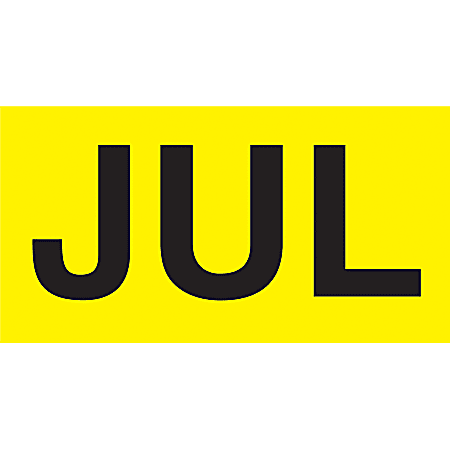 Permanent Inventory Label Roll, DL6822, Month-Style, "JUL," 6" x 3", Yellow, Roll Of 500