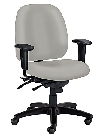 WorkPro® 4X4 498SL Ergonomic Antimicrobial Vinyl Low-Back Multi-Function Task Chair, Gray/Black