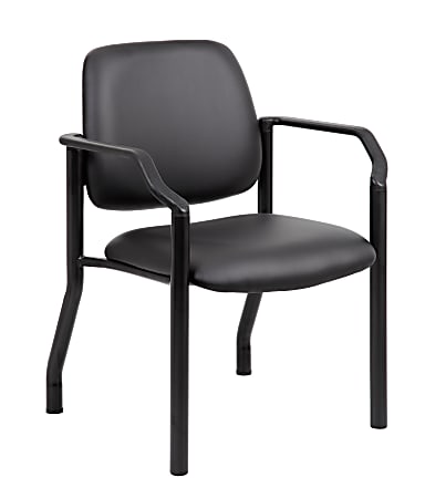 Boss Office Products Mid-Back Guest Chair With Arms, Black