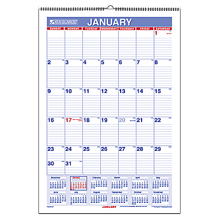 At-A-Glance® Laminated Monthly Wall Calendar, 15 1/2" x 22 3/4", January-December 2008
