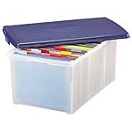 Eldon® SpaceMaker™ Extra-Capacity File 'N Store™, Clear With Metallic Blue Lid