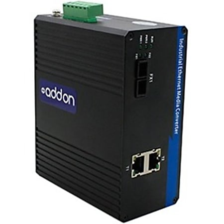 AddOn 2 10/100Base-TX(RJ-45) to 1 100Base-LX(FC) SMF 1310nm 20km Industrial Media Converter Switch - 100% compatible and guaranteed to work