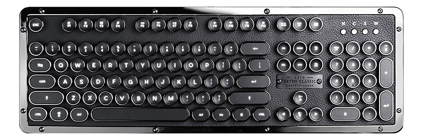 Azio Retro Classic Wireless Keyboard, Full Size, Onyx