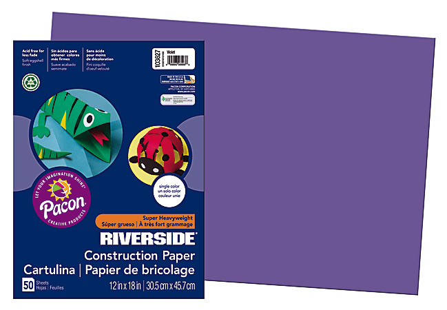 Riverside® Groundwood Construction Paper, 100% Recycled, 12" x 18", Violet, Pack Of 50