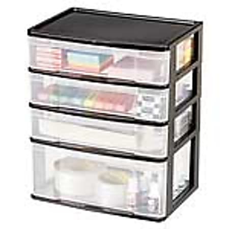 Iris® Table 4-Drawer Chest, 16 1/8"H x 13 3/8"W x 9 5/8"D, Black/Clear