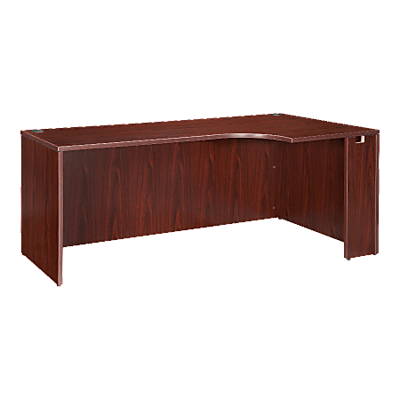 Lorell® Essentials Series Corner Credenza Shell Desk, Right, 66"W, Mahogany