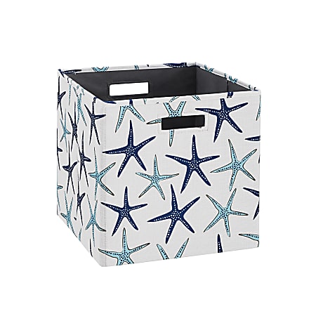 Linon Emmet Storage Bins, 13”H x 13”W x 13”D, Starfish, Set Of 2 Bins