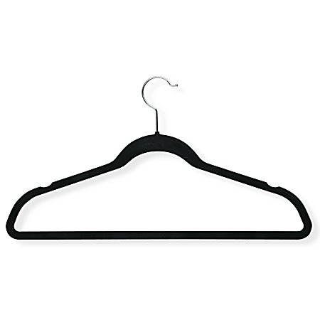 Honey-Can-Do Velvet-Touch Suit Hangers, 9 1/2"H x 1/4"W x 17 3/4"D, Black, Pack Of 20
