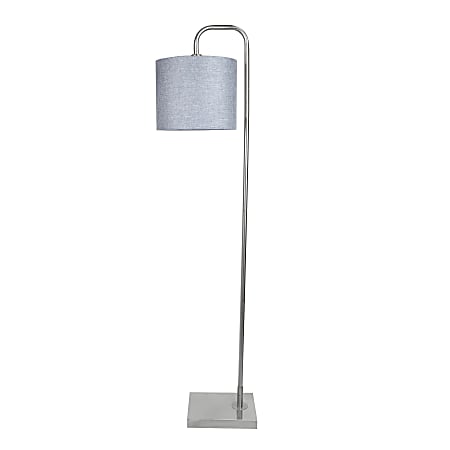 LumiSource Abel Floor Lamp, 62"H, Light Gray/Brushed Nickel
